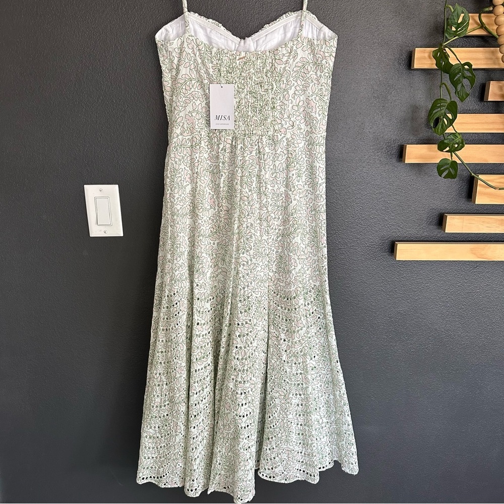 🌿 MISA Los Angeles Floral Eyelet Midi Dress XS-S NWT Cottagecore Romantic 🌿 - Picture 10 of 10